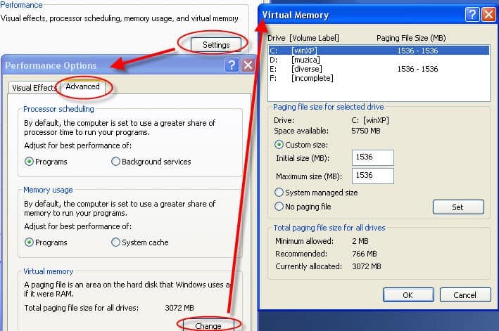 low virtual memory