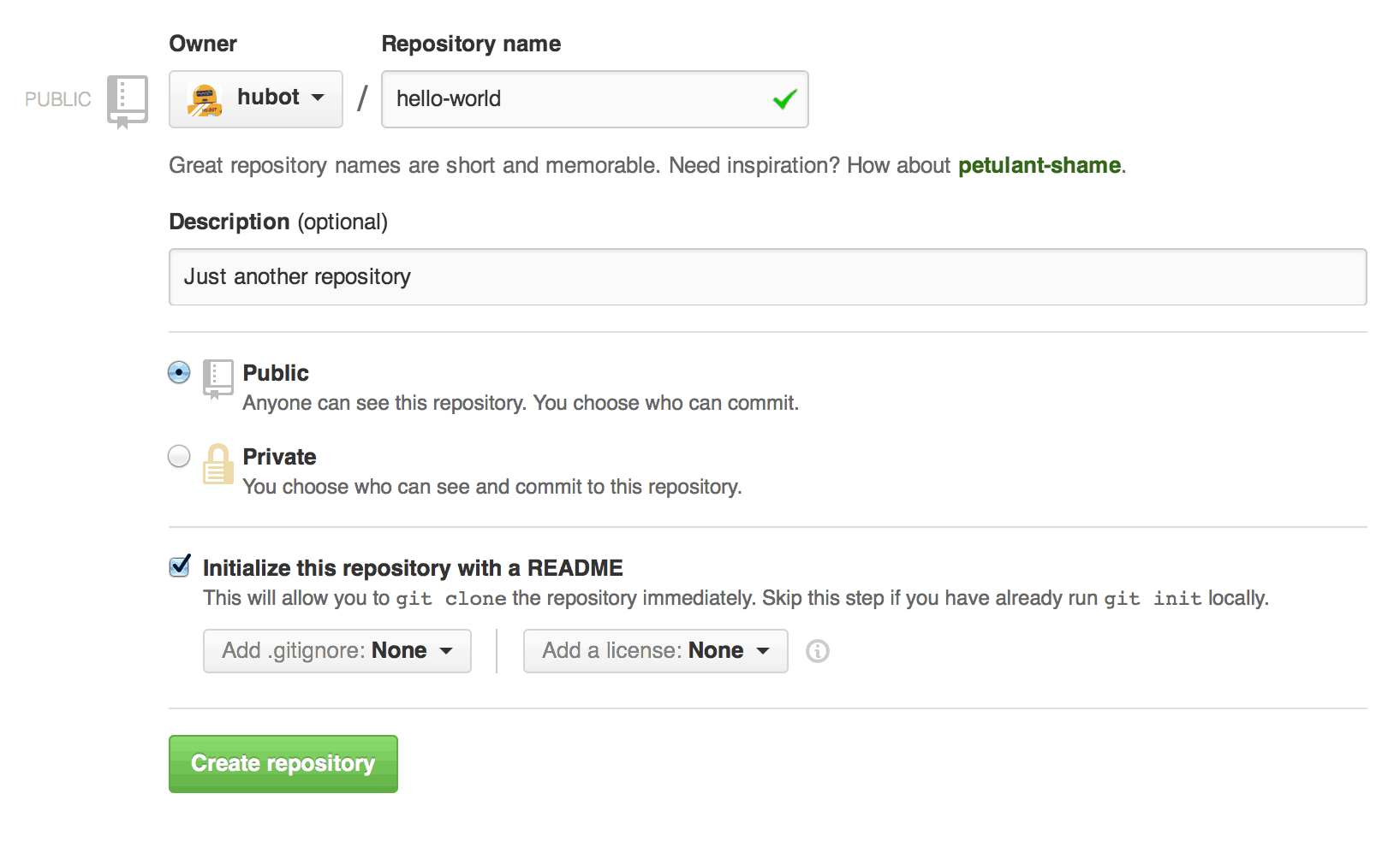 create a new repository